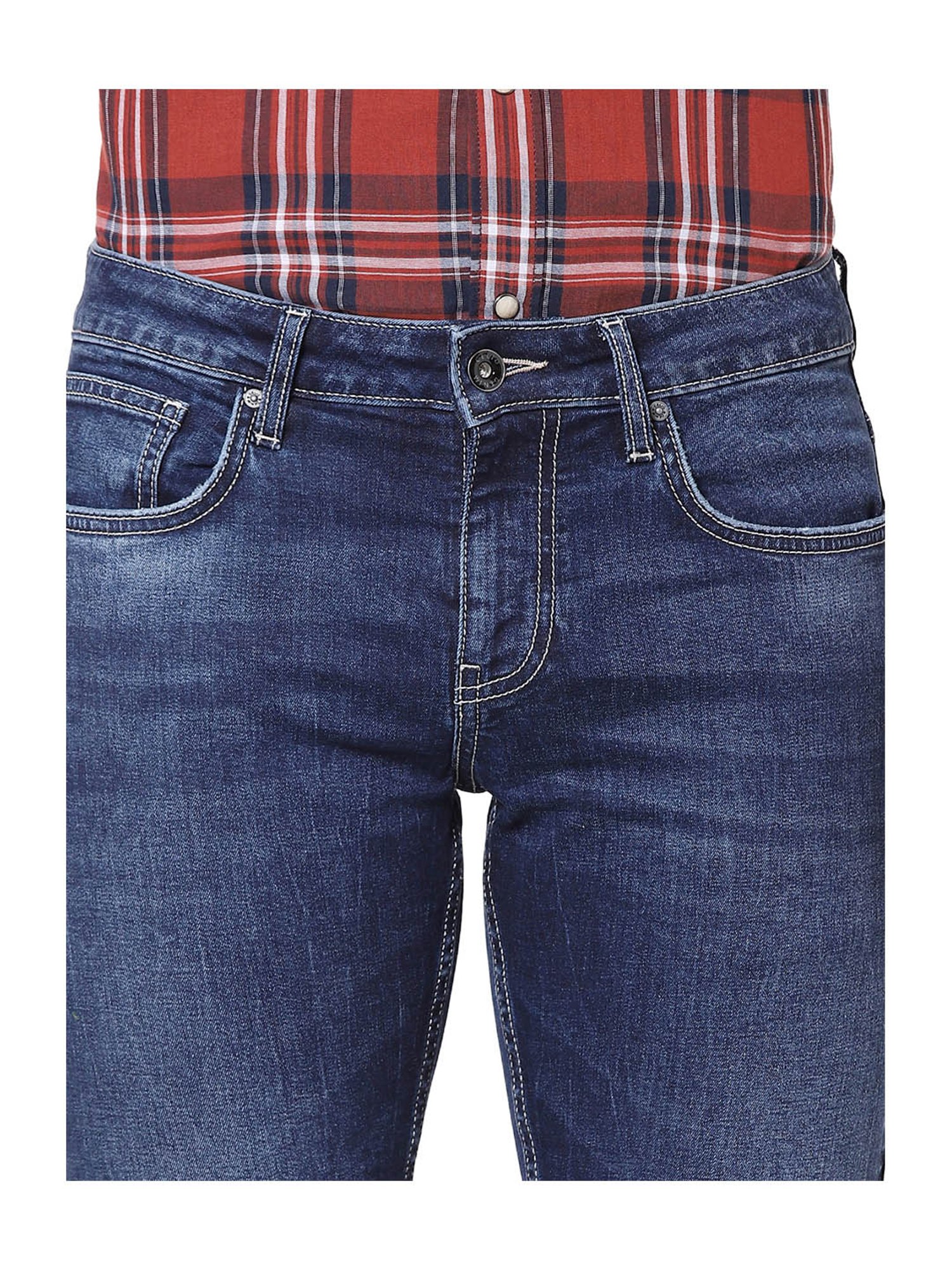 celio* Dark Blue Mid Rise Lightly Washed Jeans