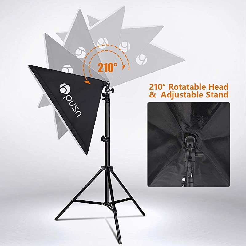 Softbox Lighting Kit Photography Studio Light with 20-inch X 28-inch Reflector and 2pcs 85W 5500K E27 Bulb, Professional Photo Studio Equipment for Portrait Fashion Photography Video, etc.