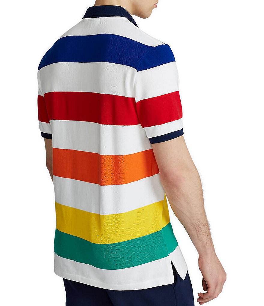 Polo Ralph Lauren Classic-Fit Multi-Color Stripe Mesh Short-Sleeve Polo Shirt