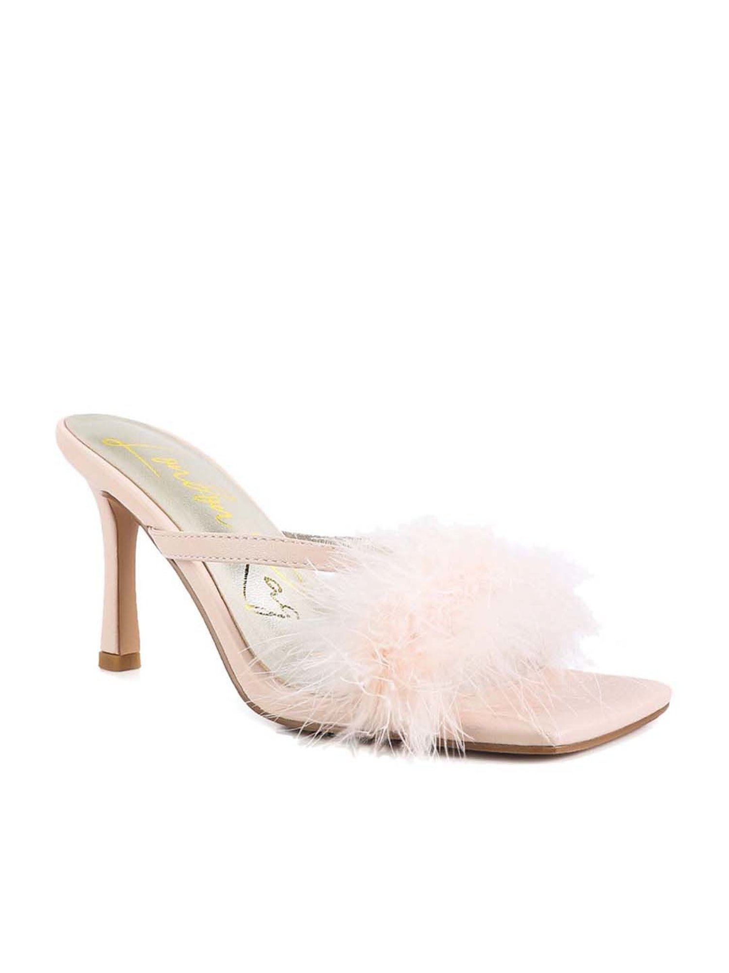London Rag Women's Feather Detail Beige Stilettos