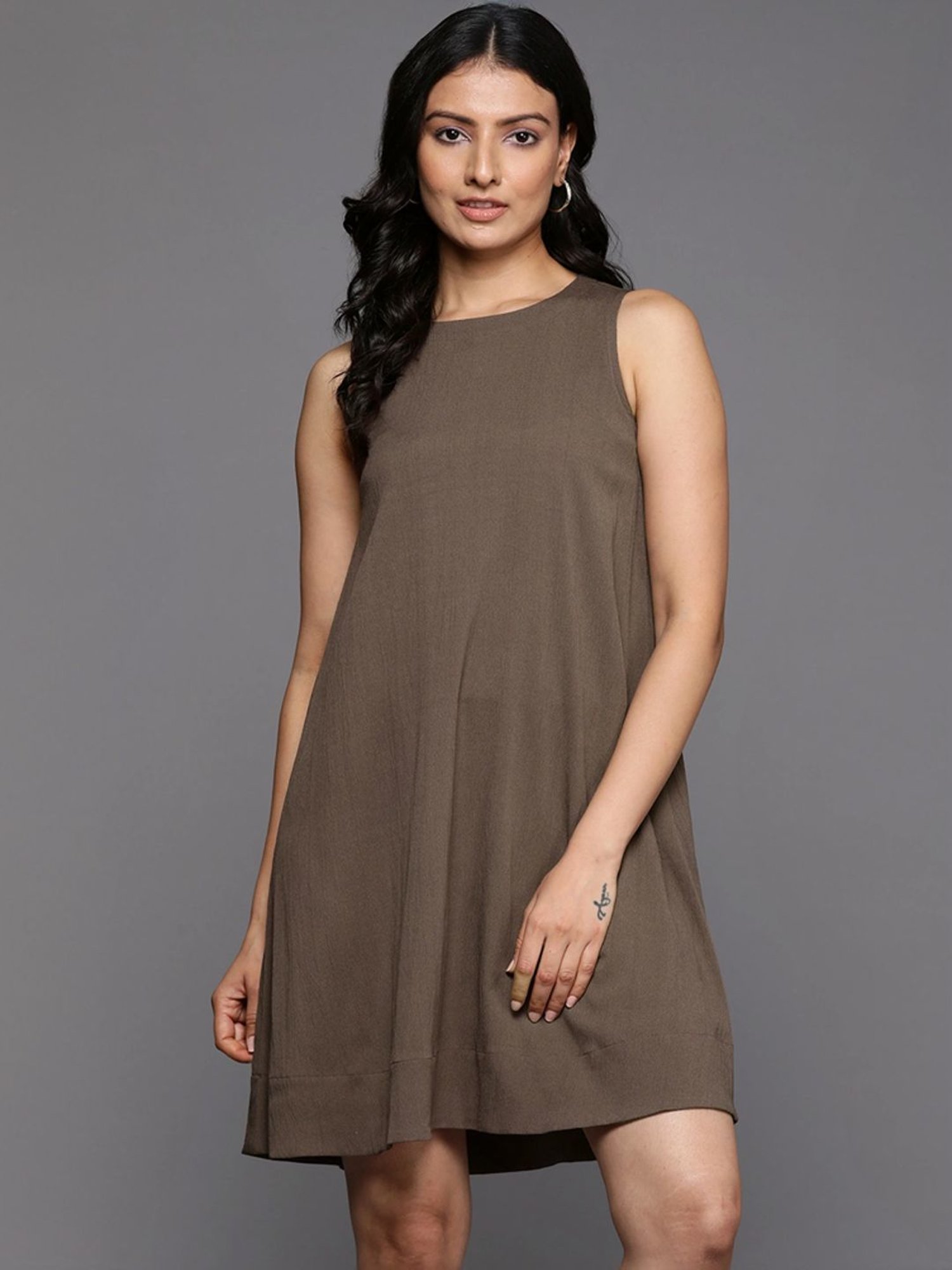 Varanga Brown A-Line Dress