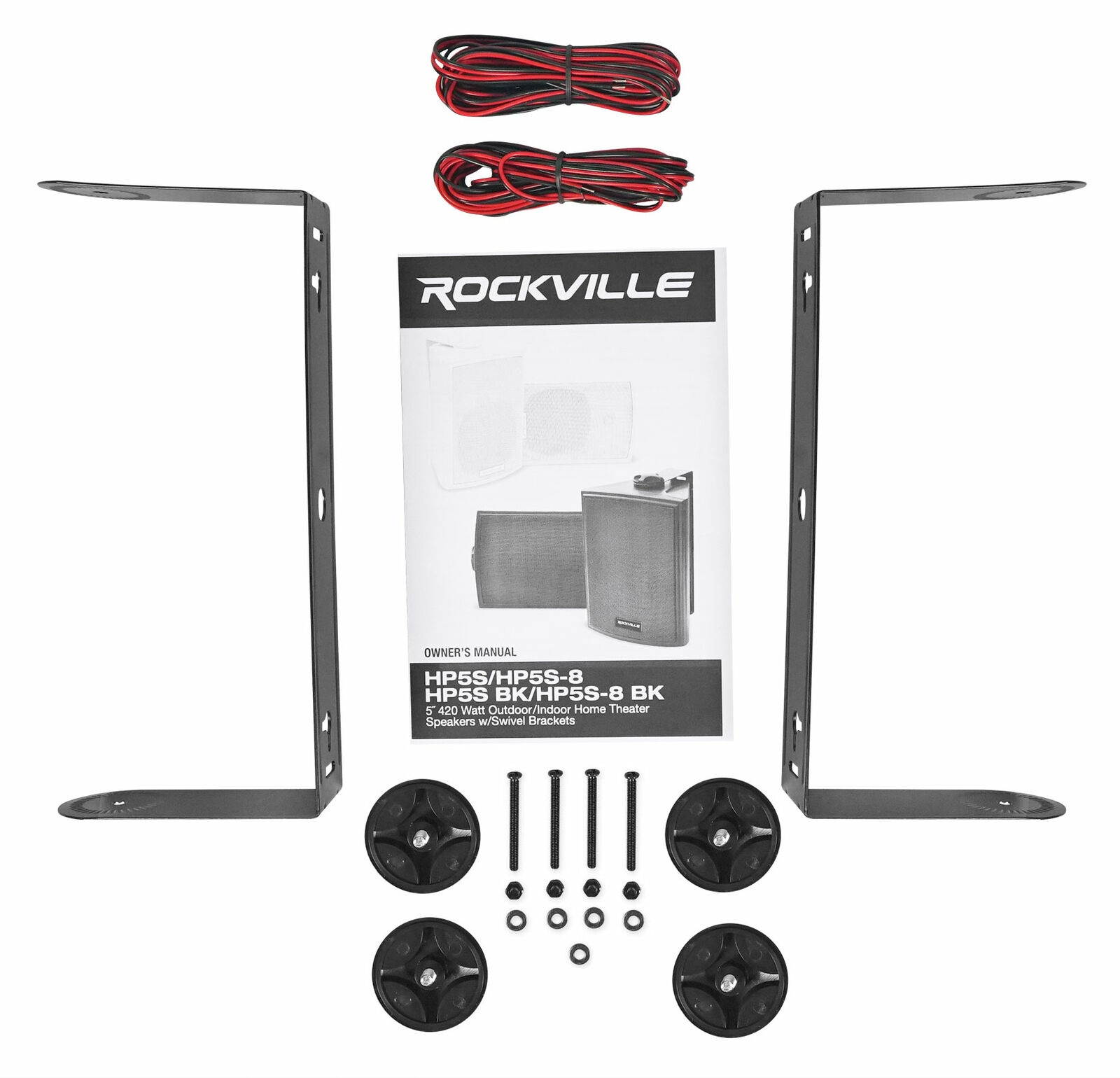 10 Rockville HP5S Black 5.25" Outdoor/Indoor Home Theater Patio Swivel Speakers