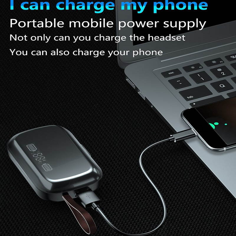 True Wireless Earbuds Bluetooth 5.0 Headphones, IPX7 Waterproof Earphones, HD indicator for battery capacity, integrated with clock and flashight,110H Playtime w/ 3300mAh Charging Case