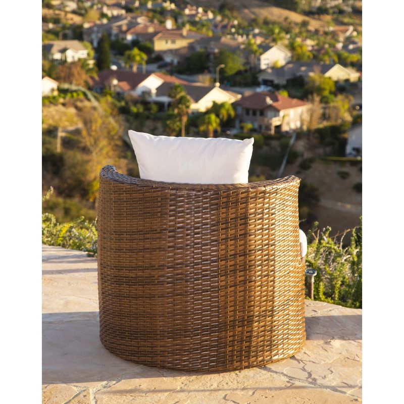 3pc Manchester Outdoor Wicker Patio Chat Set Brown - Abbyson Living
