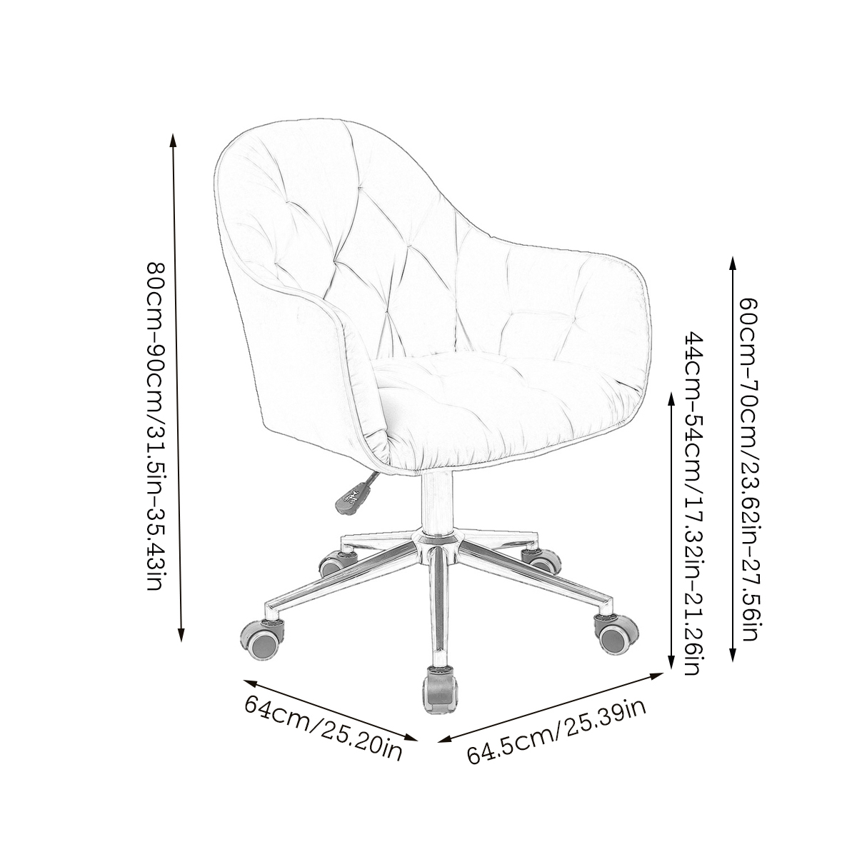 Swivel Home Office Sofa Chair Tufted Upholstered Computer Desk Chair Adjustable
