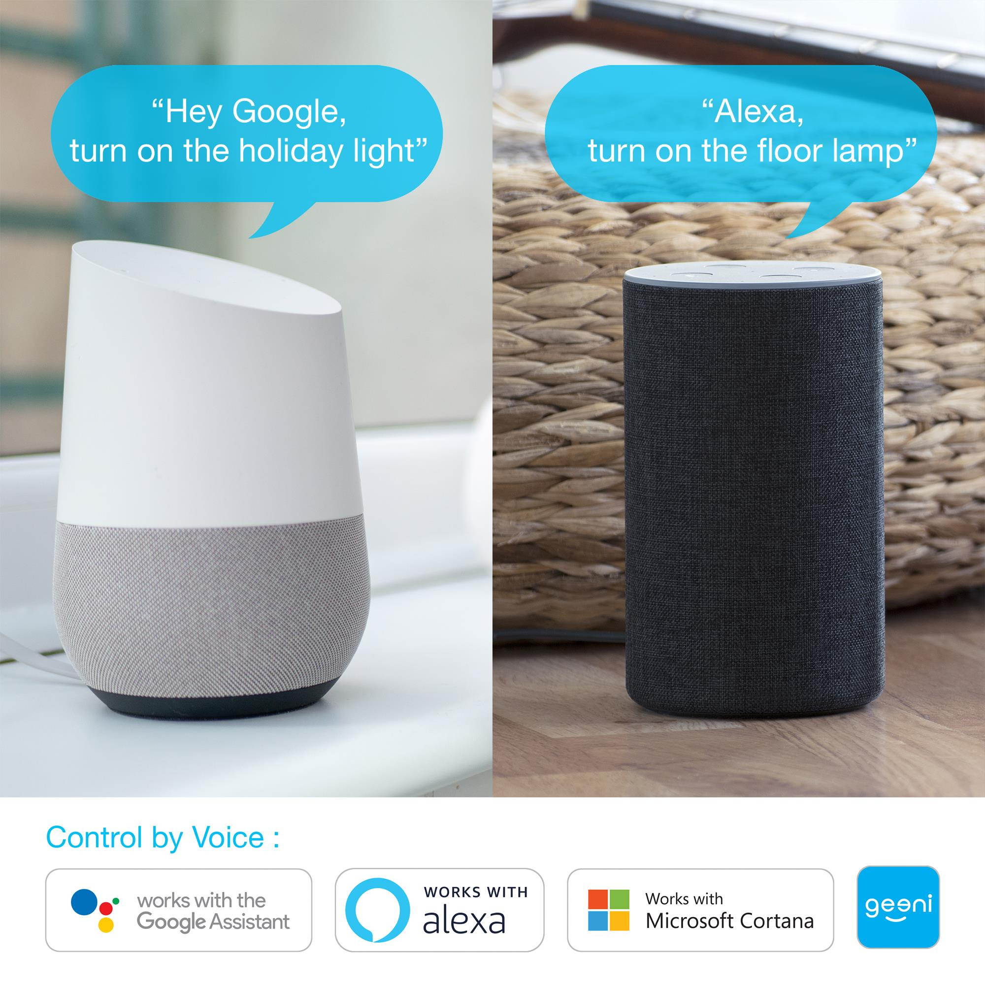 Geeni Surge Mini  Smart Wi-Fi Surge Protector - 3 Smart Outlets with Flexible Fabric Cable Works with Alexa The Google Assistant