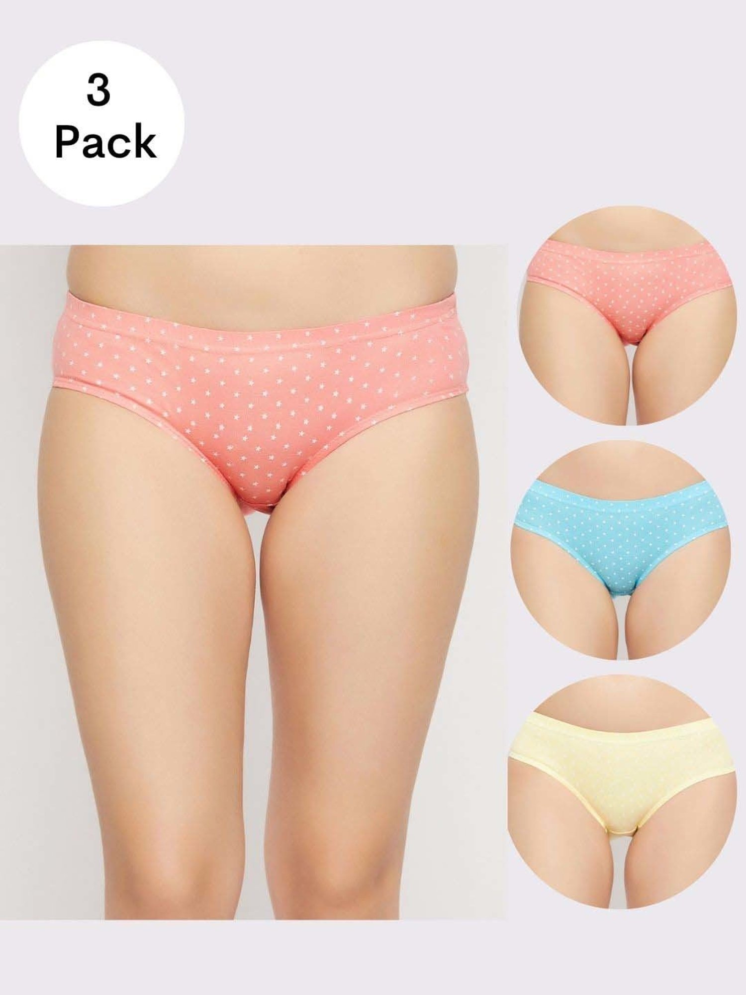 Secrets By ZeroKaata Assorted Cotton Printed Hipster Panties - Pack Of 3