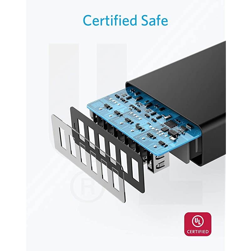 USB Wall Charger  60W 6 Port USB Charging Station PowerPort 6 Multi USB Charger for iPhone XsMaxXRX87Plus iPad ProAir 2MiniiPod Galaxy S9S8S7EdgePlus Note LG HTC and More