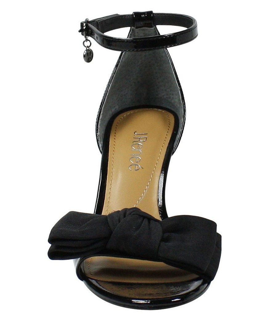 J. Renee Dariann Patent Bow Espadrille Wedge Ankle Strap Sandals