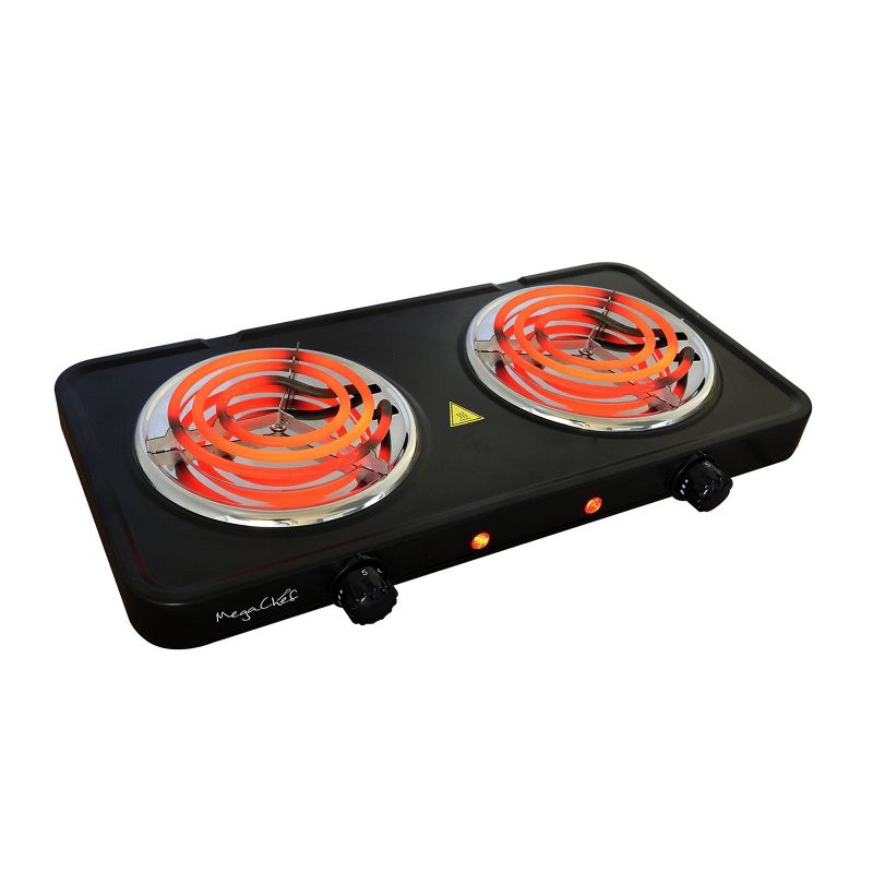 MegaChef Portable Dual Electric Coil Cooktop - Black
