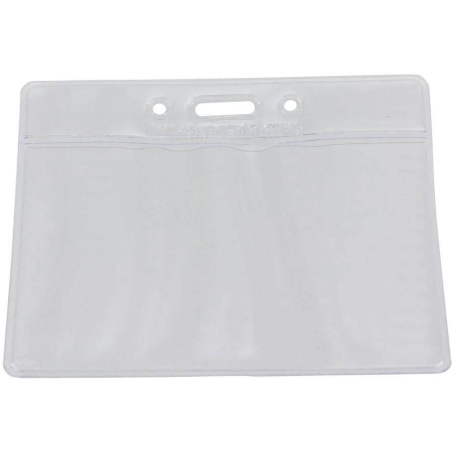 SICURIX Vinyl Punched ID Badge Holders - Horizontal - Horizontal - 2.5" x 3.5" x - Vinyl - 50 / Pack - Clear