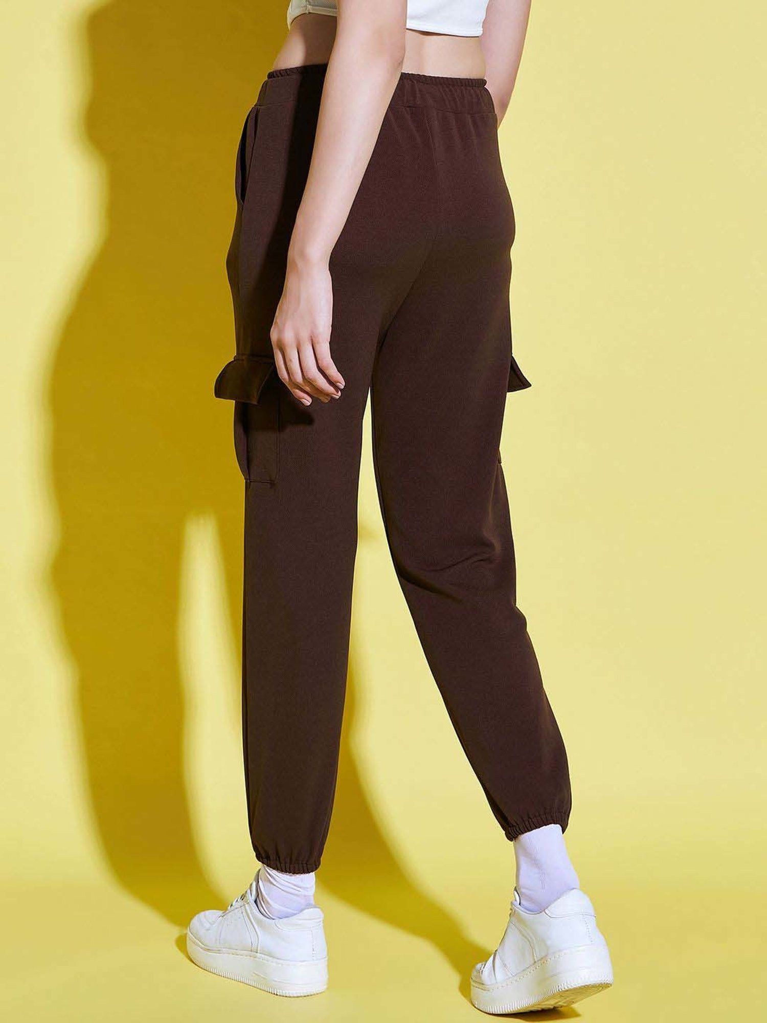 BUYNEWTREND Brown & Purple High rise Joggers (Pack Of 2)