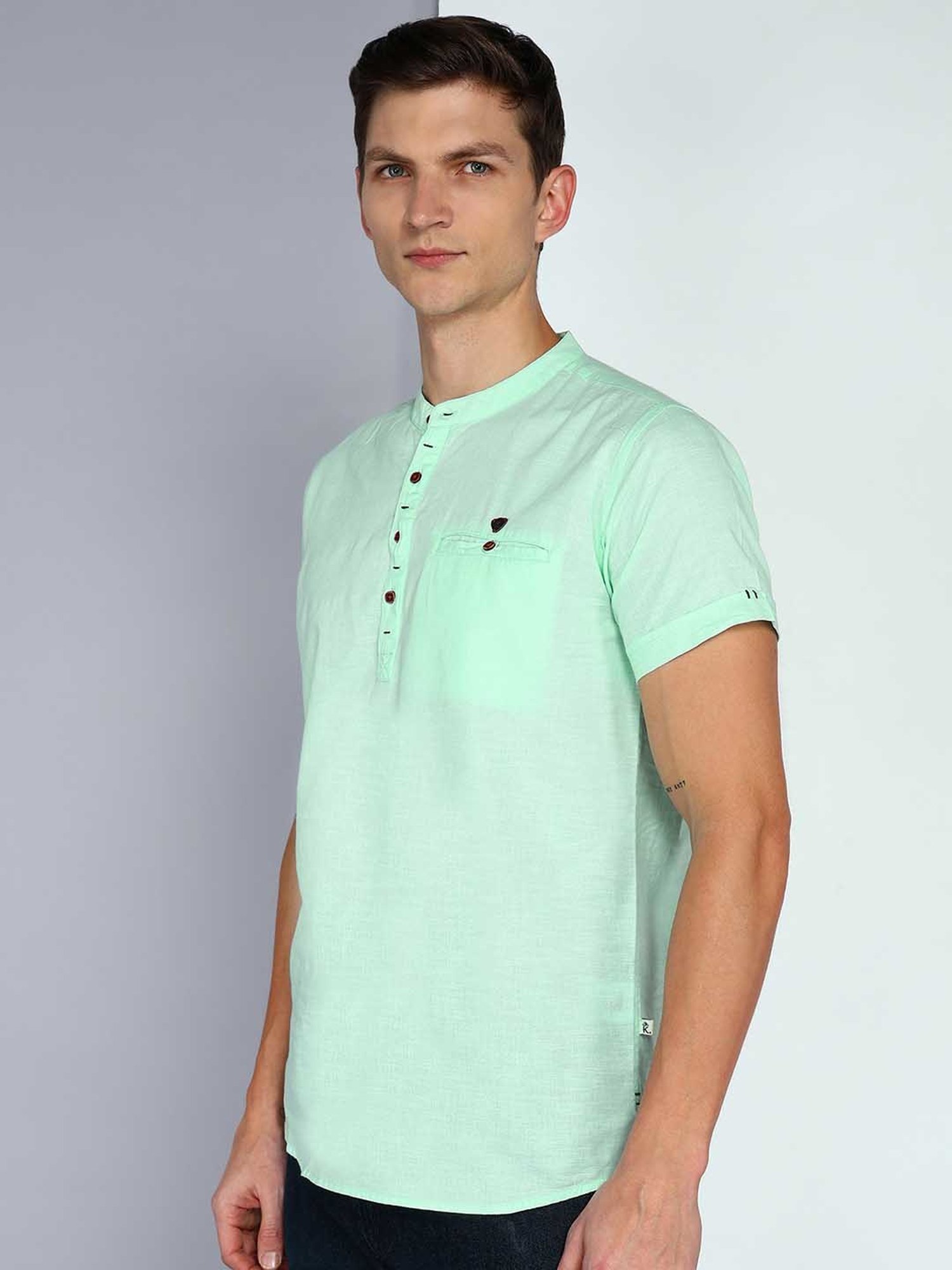 Kuons Avenue Mint Green Slim Fit Short Kurta