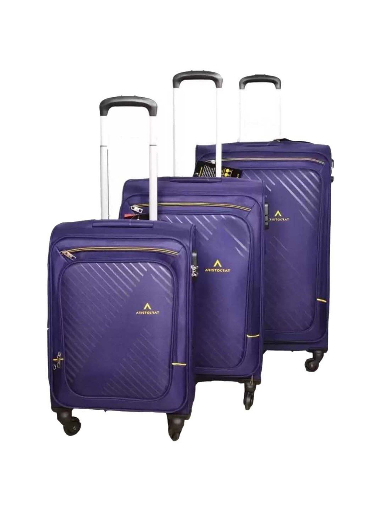 Aristocrat Fort Blue Striped Trolley Bag Pack of 3 - 58cms,68cms & 78cms