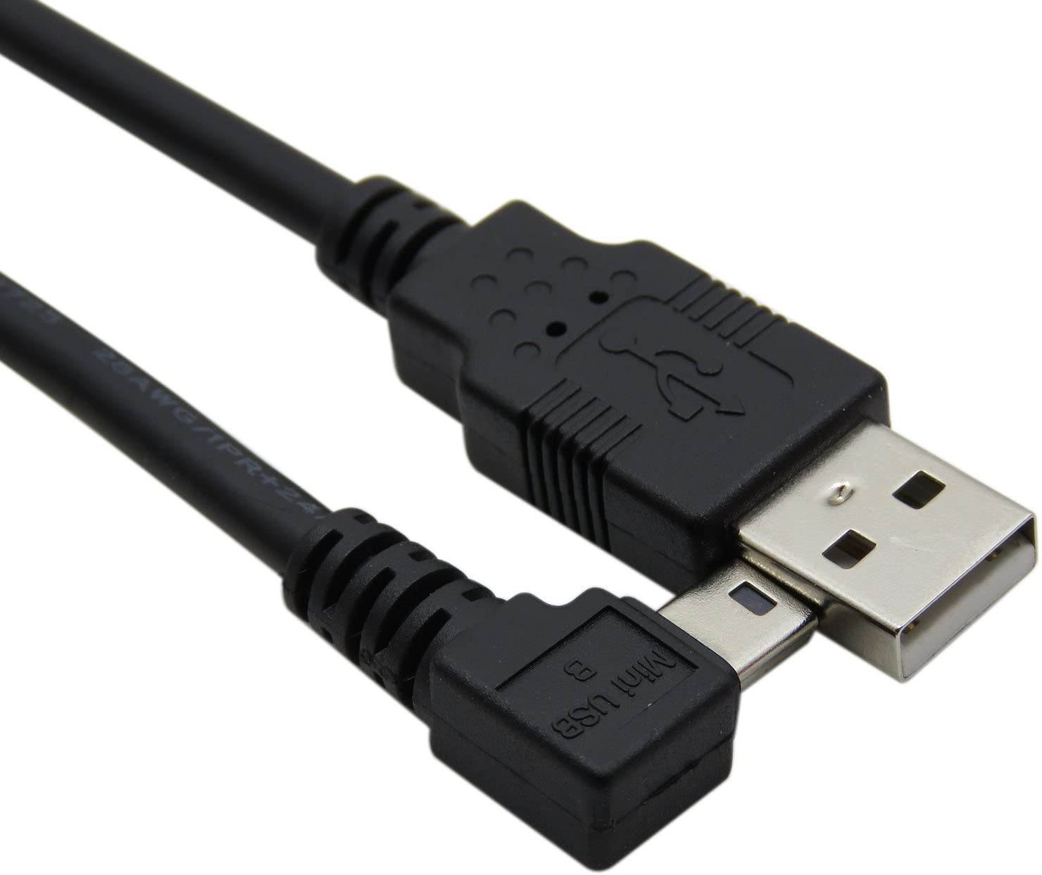 CABLEDECONN 6FT Mini USB B Type 5pin Male Left Angled 90 Degree to USB 2.0 Male Data Car GPS Devices Cable