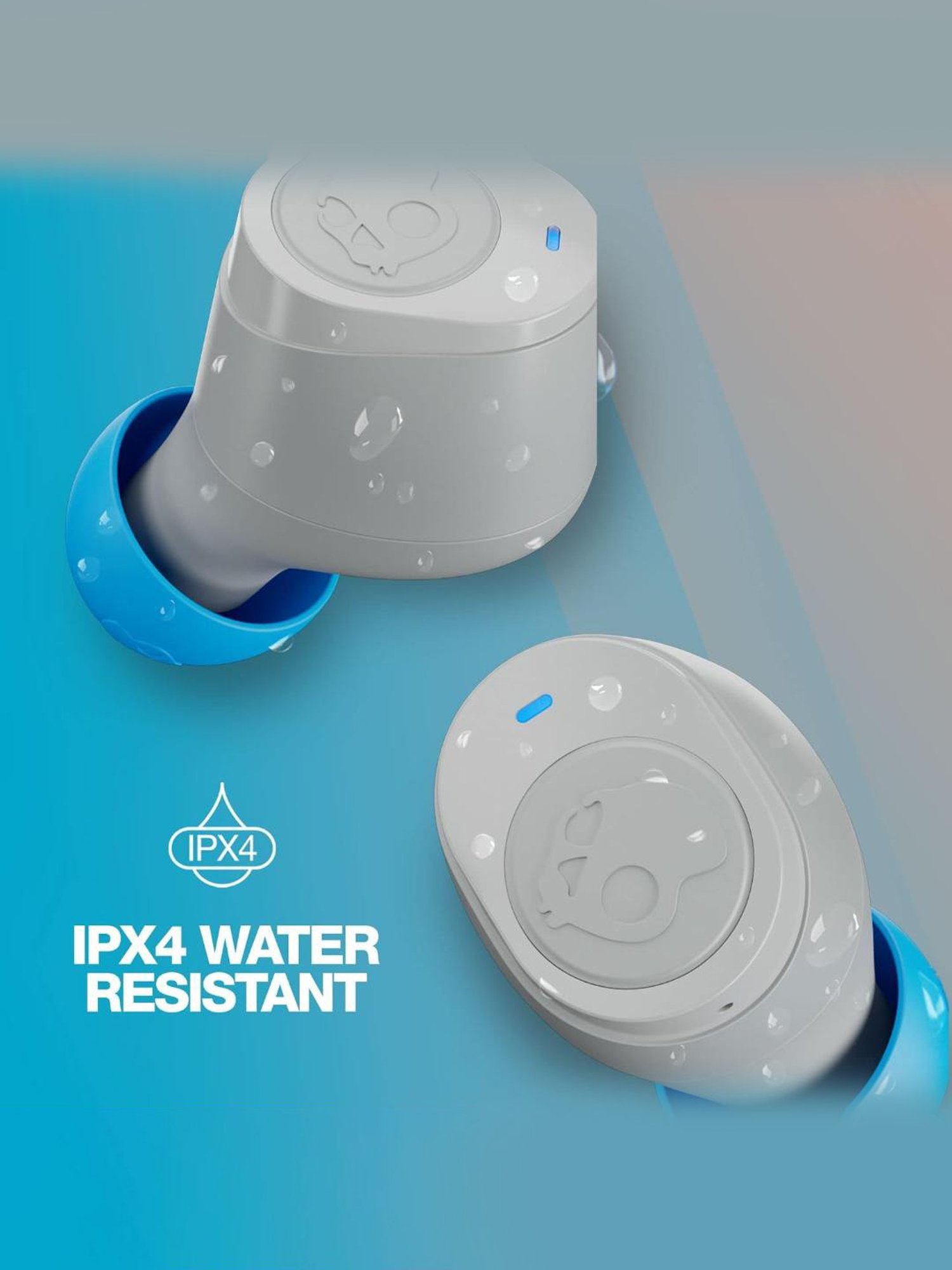 Skullcandy Jib True 2 in-Ear Wireless Earbuds with 32 Hr Battery (Light Grey & Blue, True Wireless)