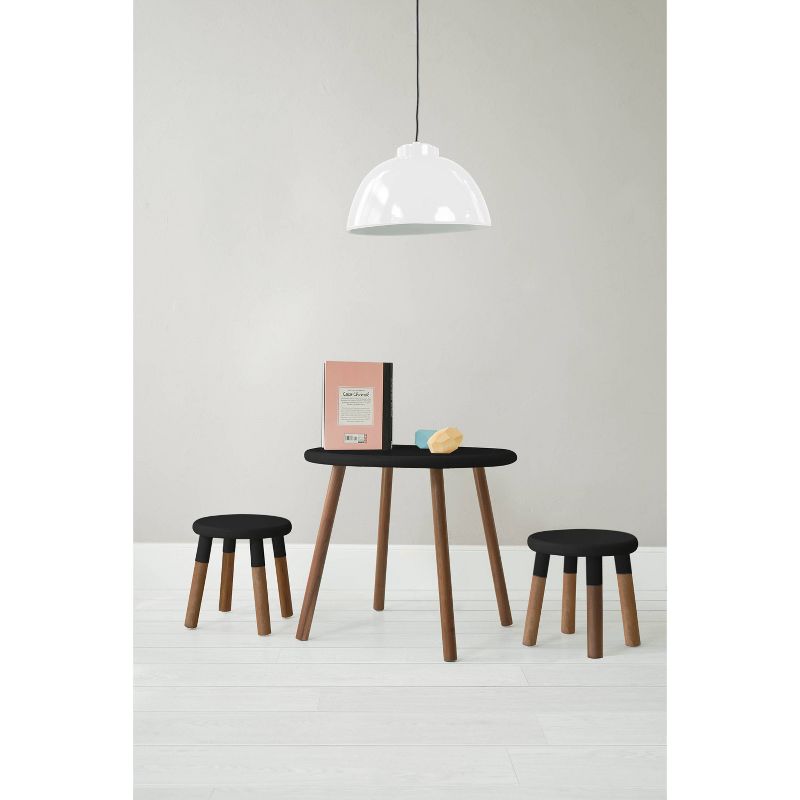Set of 2 Peewee Wood Veneer Kids' Chairs Solid Walnut/Black - Nico & Yeye