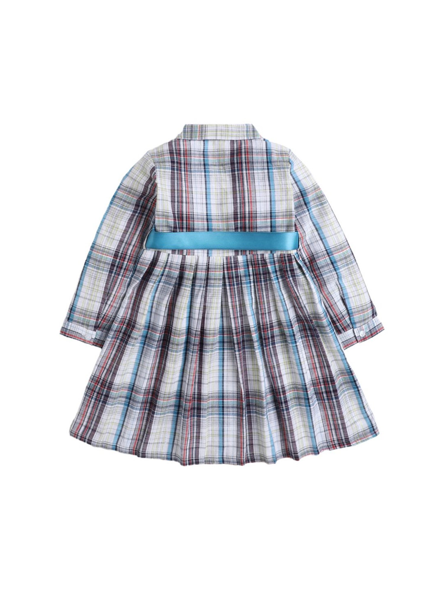 The Magic Wand Kids Multicolor Checks Dress with Belt