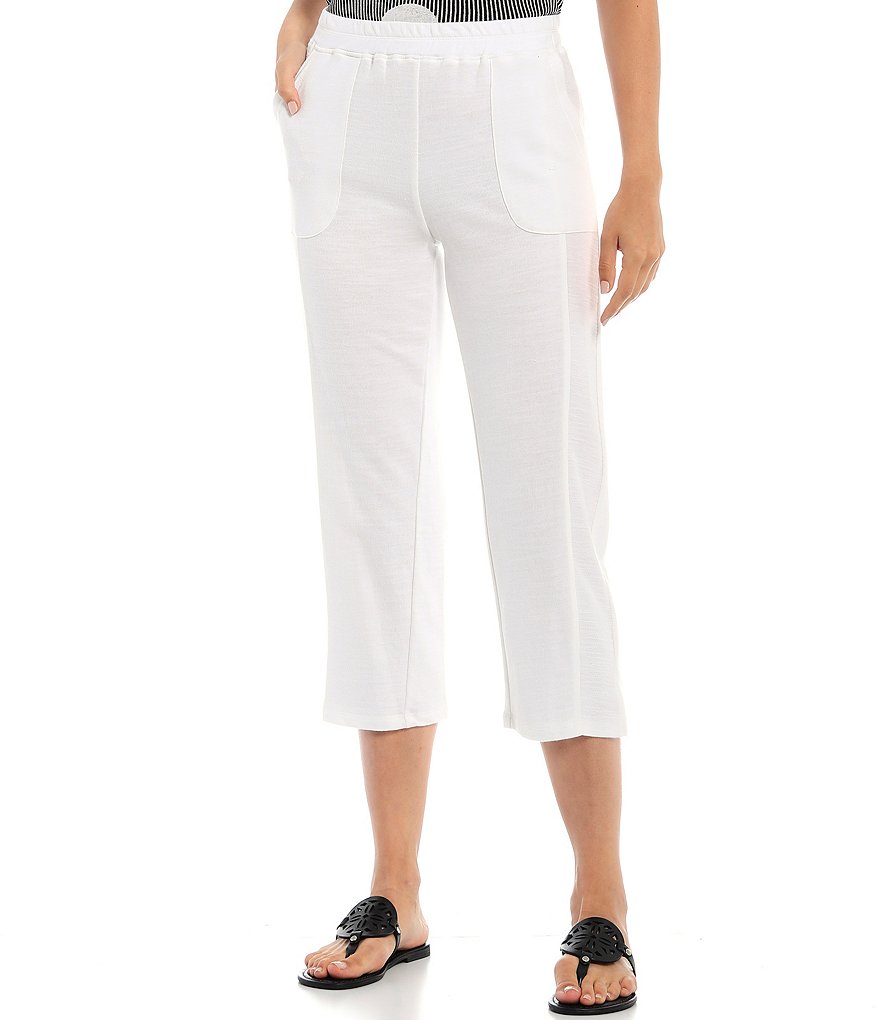 Ali Miles Petite Size Baby French Terry Pull-On Crop Pants