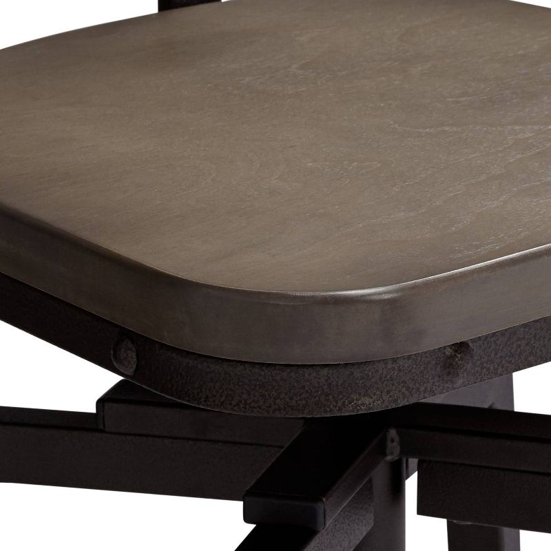 Elm Lane Roark Gray Wood and Bronze Adjustable Swivel Barstool