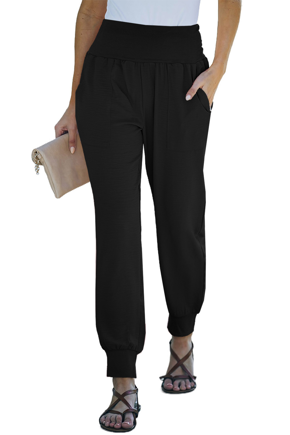 Karen Kane Cropped Wide Leg Linen Blend Striped Pants