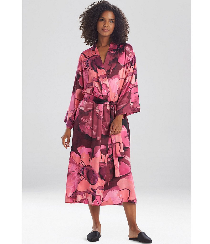 Lauren Ralph Lauren Paisley Print Satin Short Wrap Robe