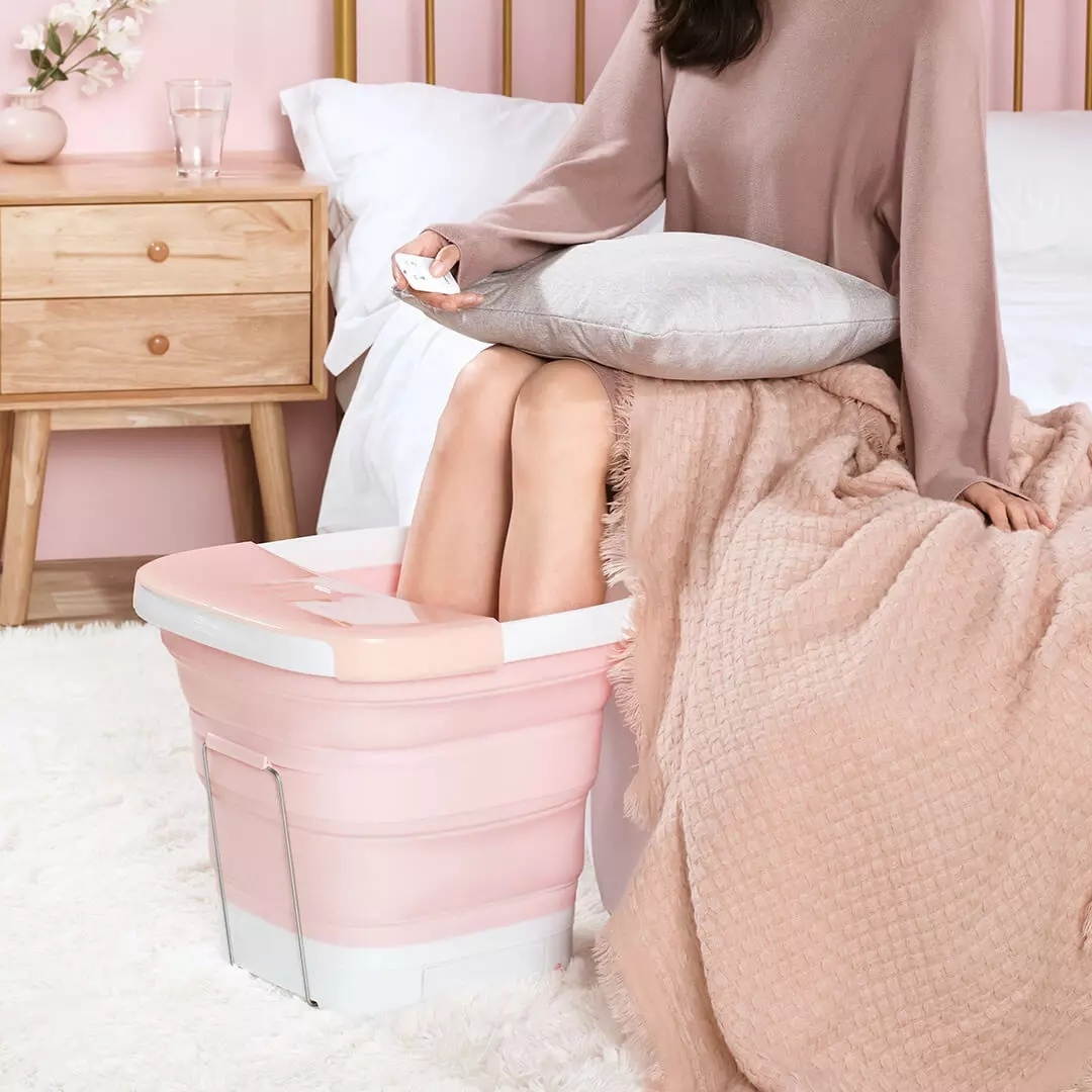 LERAVAN 1000W Foldable Foot Bath High Barrel Intelligent Remote Control Constant Temperature Heating Foot Bath-Grey