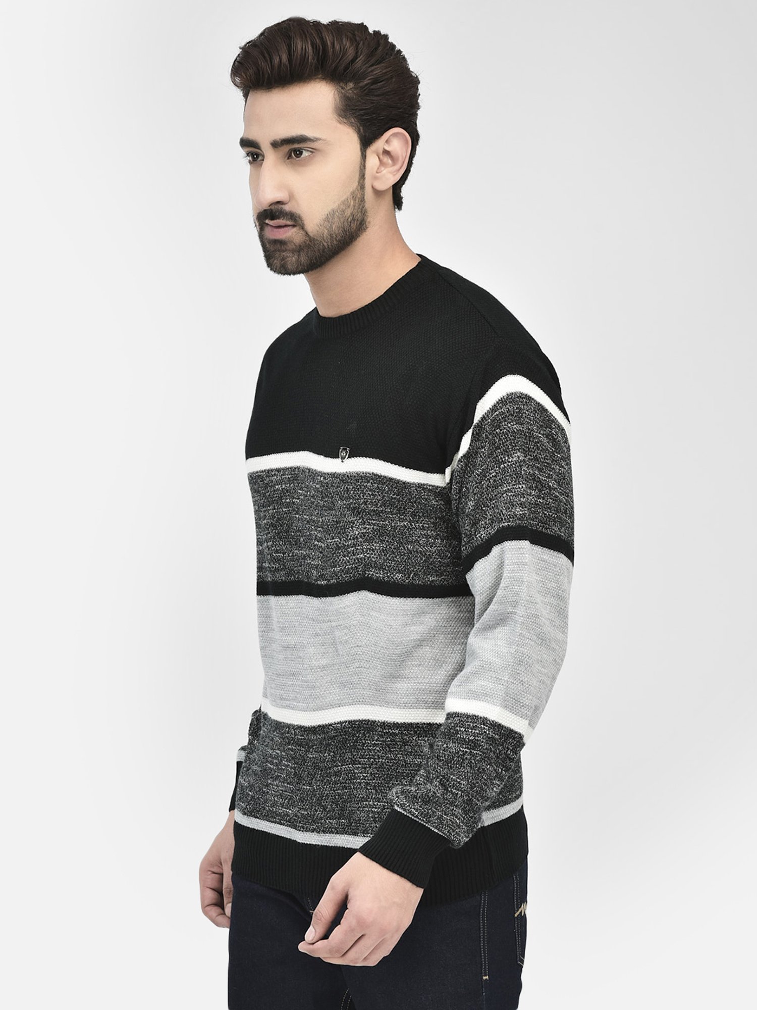 Crimsoune Club Black Regular Fit Cotton Sweater