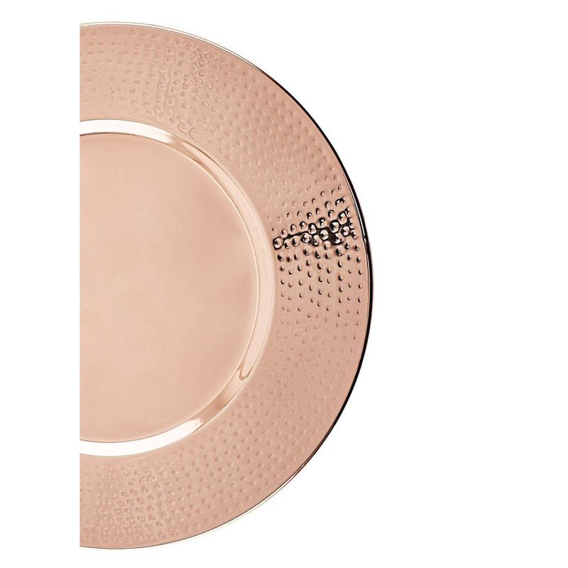 Old Dutch 16" 4pk Stainless Steel Hammered Rim Charger Plates Copper
