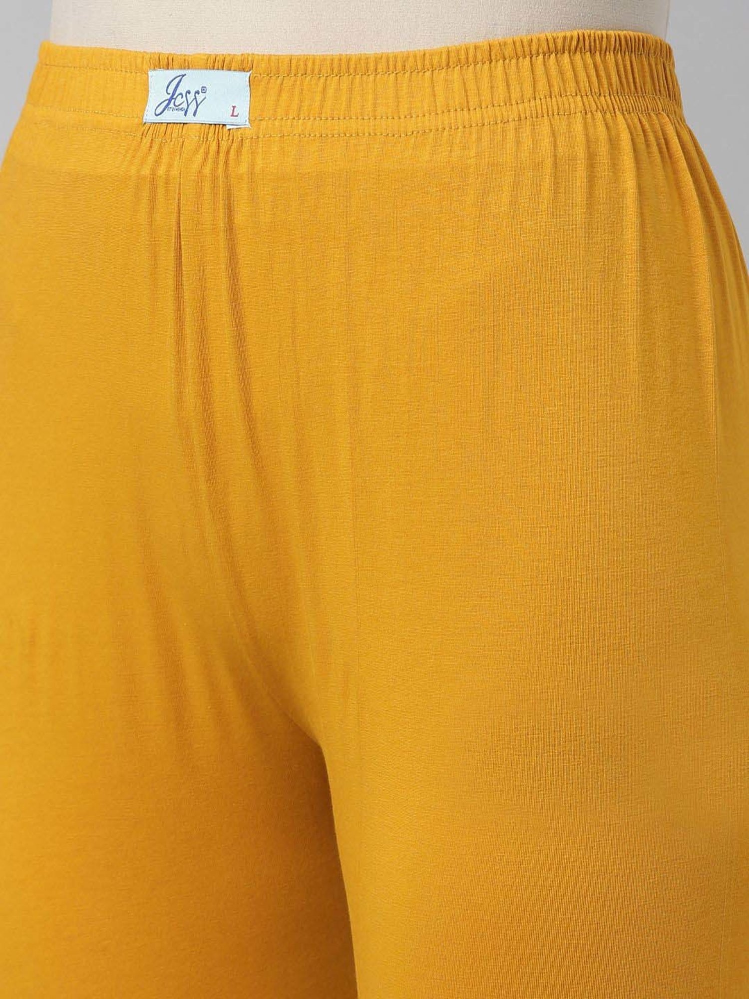 JCSS Green & Mustard Cotton Leggings - Pack Of 2