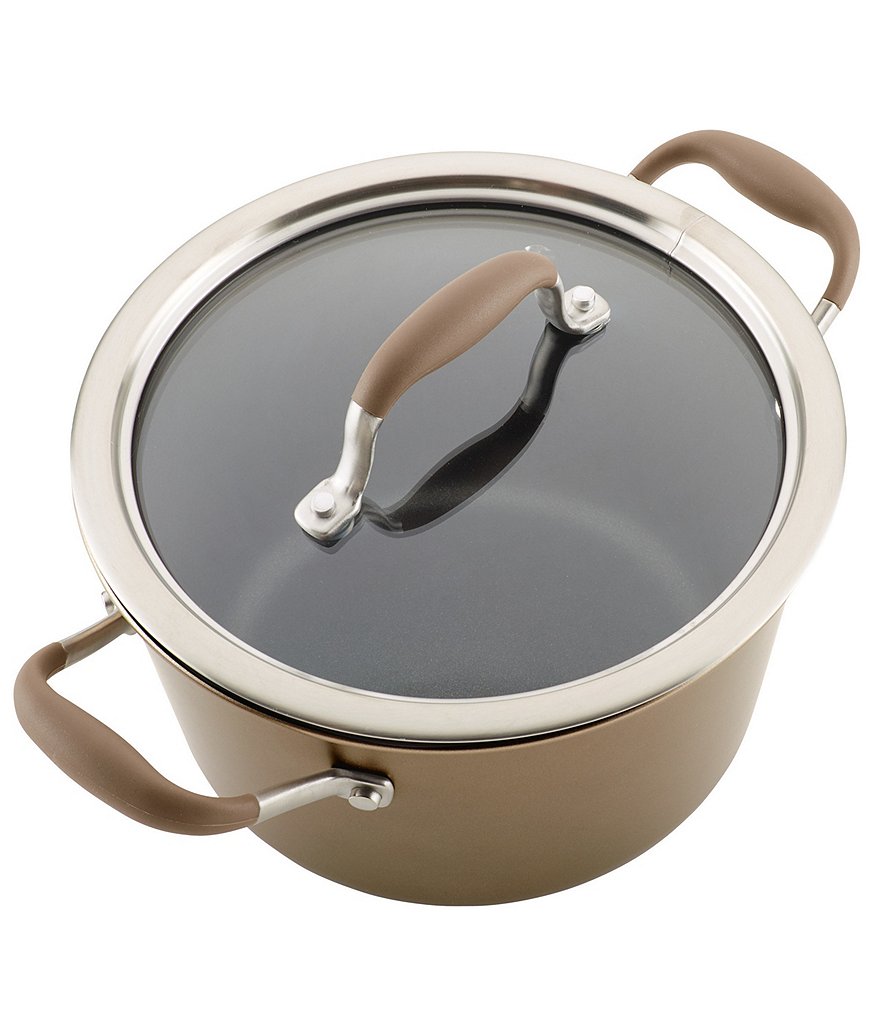 Anolon Advanced Home Hard Anodized Nonstick Bronze 4.5-Quart Covered Tapered Saucepot