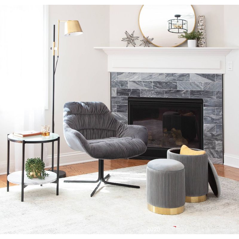 Marla Contemporary Nesting Pleated Ottomans Gold/Gray - LumiSource