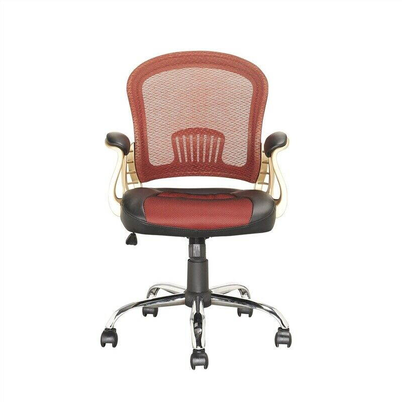 CorLiving Workspace Faux Leather Swivel Office Chair in Black and Red