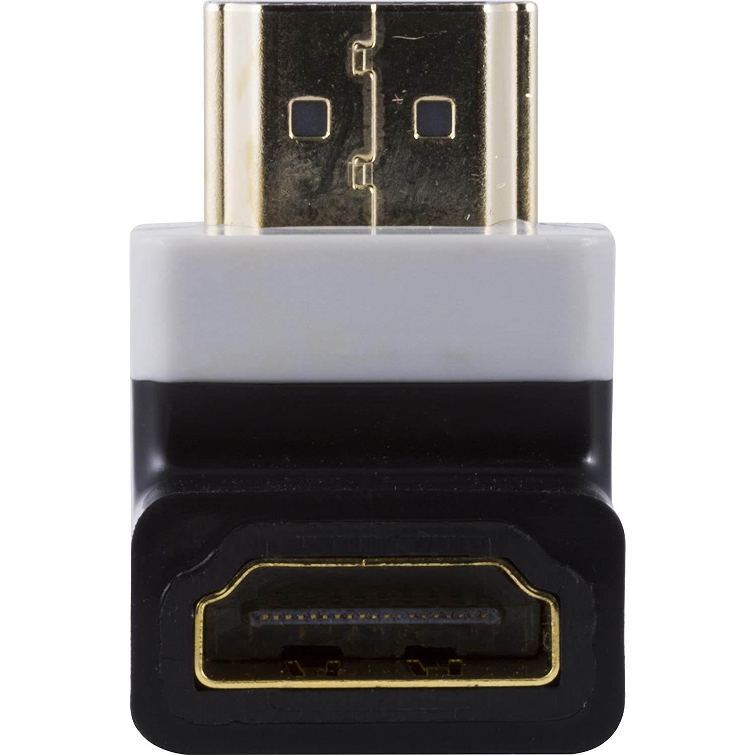 GE Right Angle HDMI Adapter, Ideal for Wall Mounted TVs, Gaming Monitors, Tight Spaces, Full HD 1080P, Prevents Cable Damage and Performance Loss from Bending, 34896