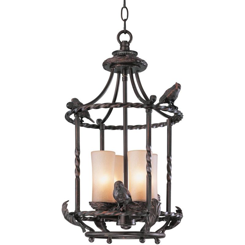 Franklin Iron Works Wrought Bronze Pendant Chandelier 13" Wide Rustic Scavo Glass 4-Light Fixture Dining Room House Foyer Kitchen