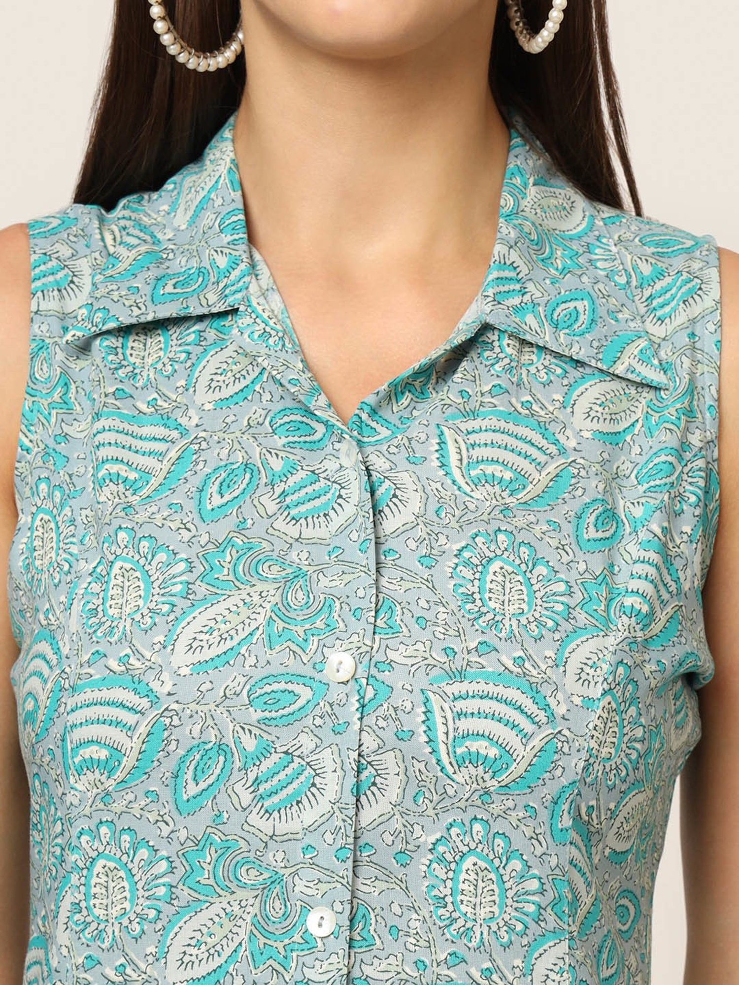 Divena Sky Blue Printed Ethnic Dress