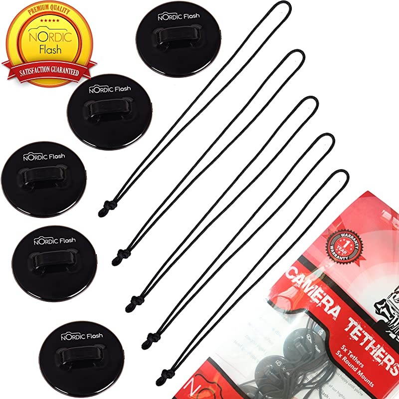 Tethers for GoPro s Accessory Kit of 5x Straps + 5x Mounts W 3M Stickers Secure Your by Tethering to Your HelmetBikeBoardCarWrist Fits ALL GoPro Models 1 Year Warranty