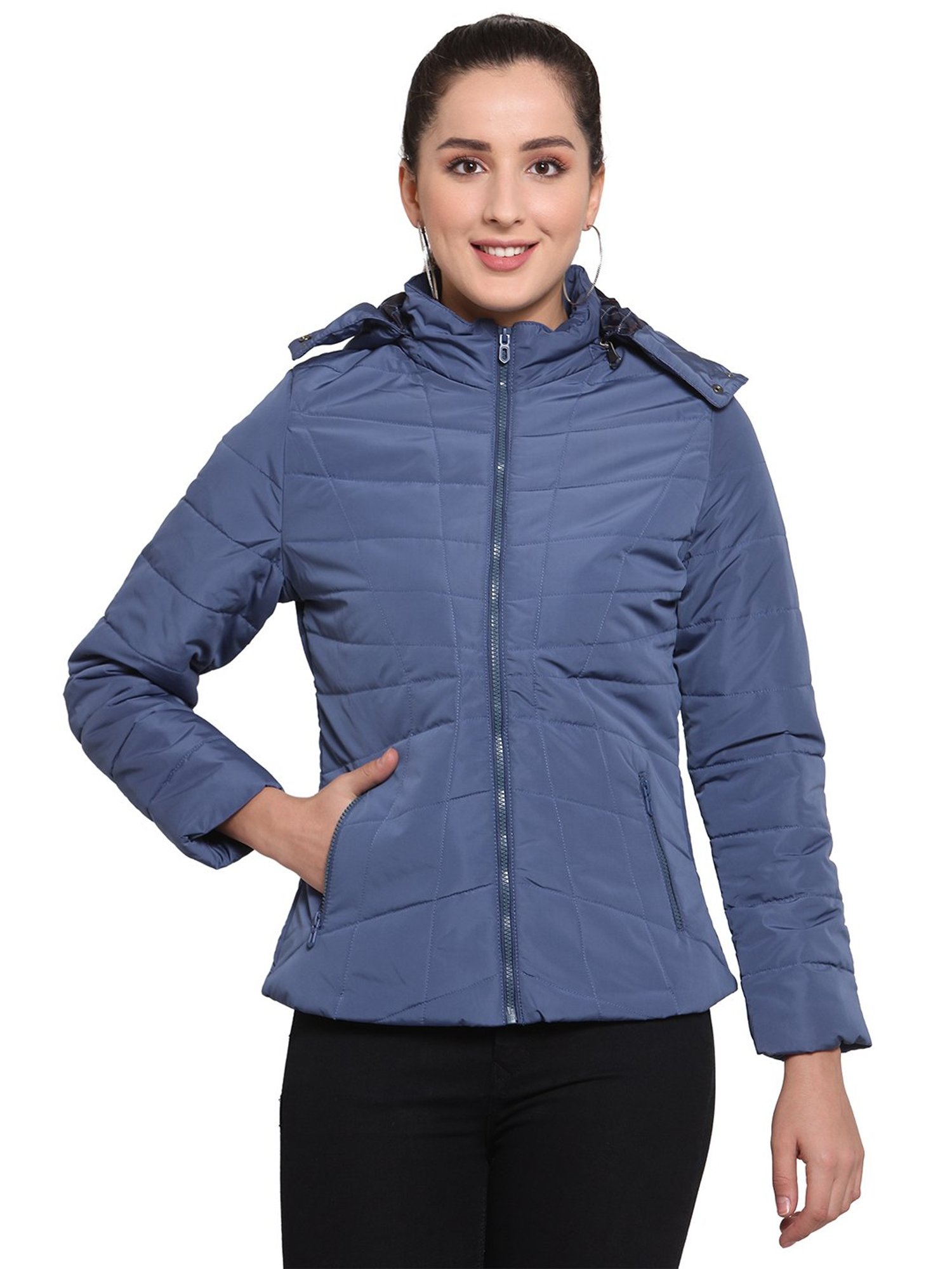 Juelle Blue Full Sleeves Hooded Jacket