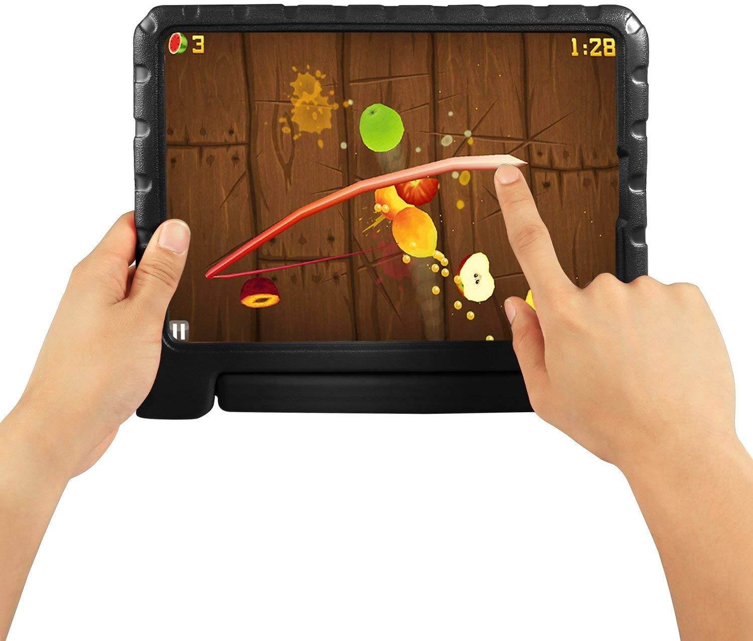 KIQ Kids Case for iPad Air 2, EVA Shockproof Bumper Impact Resistant Hard Cover Stand Foam Case for Apple iPad Air (2nd Generation, 9.7-inch) (Black)