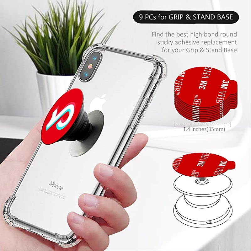 Very High Bond Sticky Adhesive  9 Pack Adhesive Replacement for Socket Base 14 inches Double Sided Sticker Tapes for Phone Collapsible Grip Stand Base