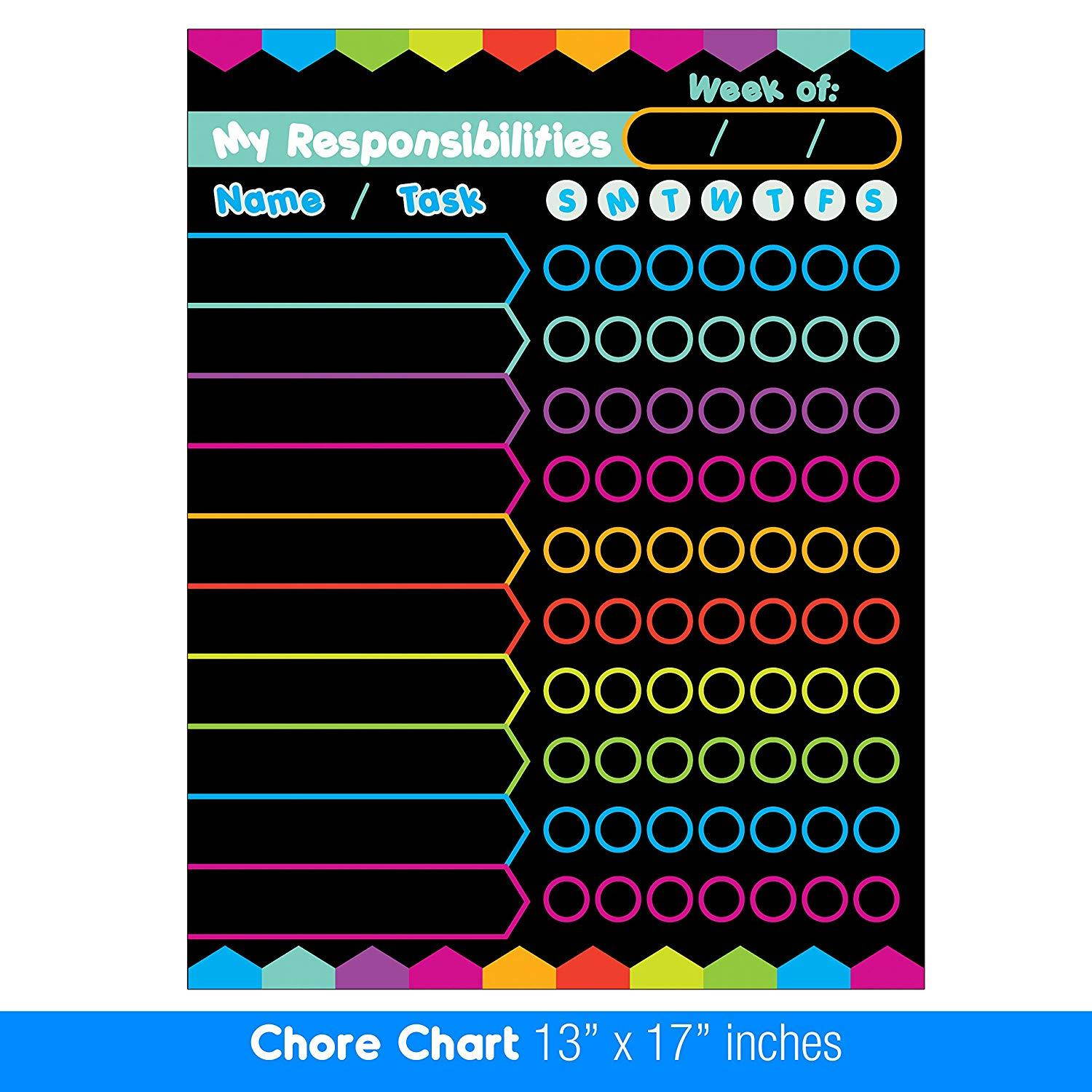 Best EXTRA LARGE 13 x 17-inch Dry Erase or Wet Erase Laminated Kids Magnetic Chore Responsibility Chart Planner & Organizer - Perfect for Refrigerators Keep Track of Kids Chores, Tasks, To Do&rsquo;s