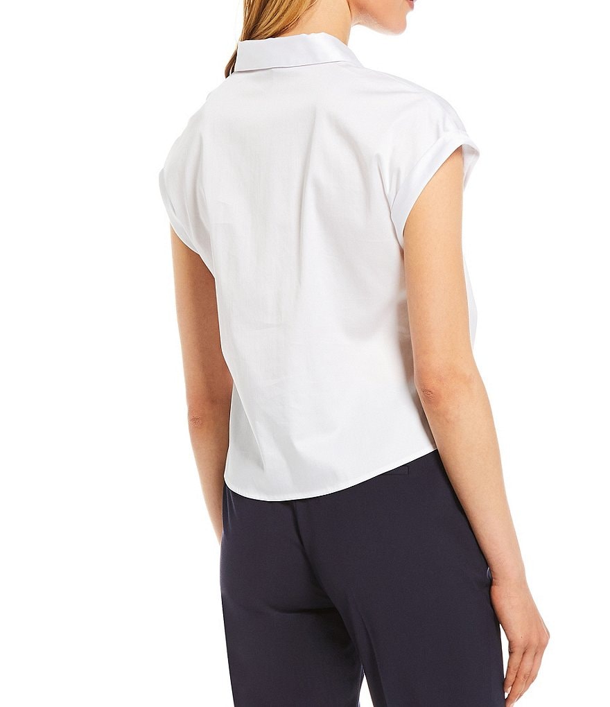 Antonio Melani Blaire Poplin Cap Sleeve Button Front Blouse