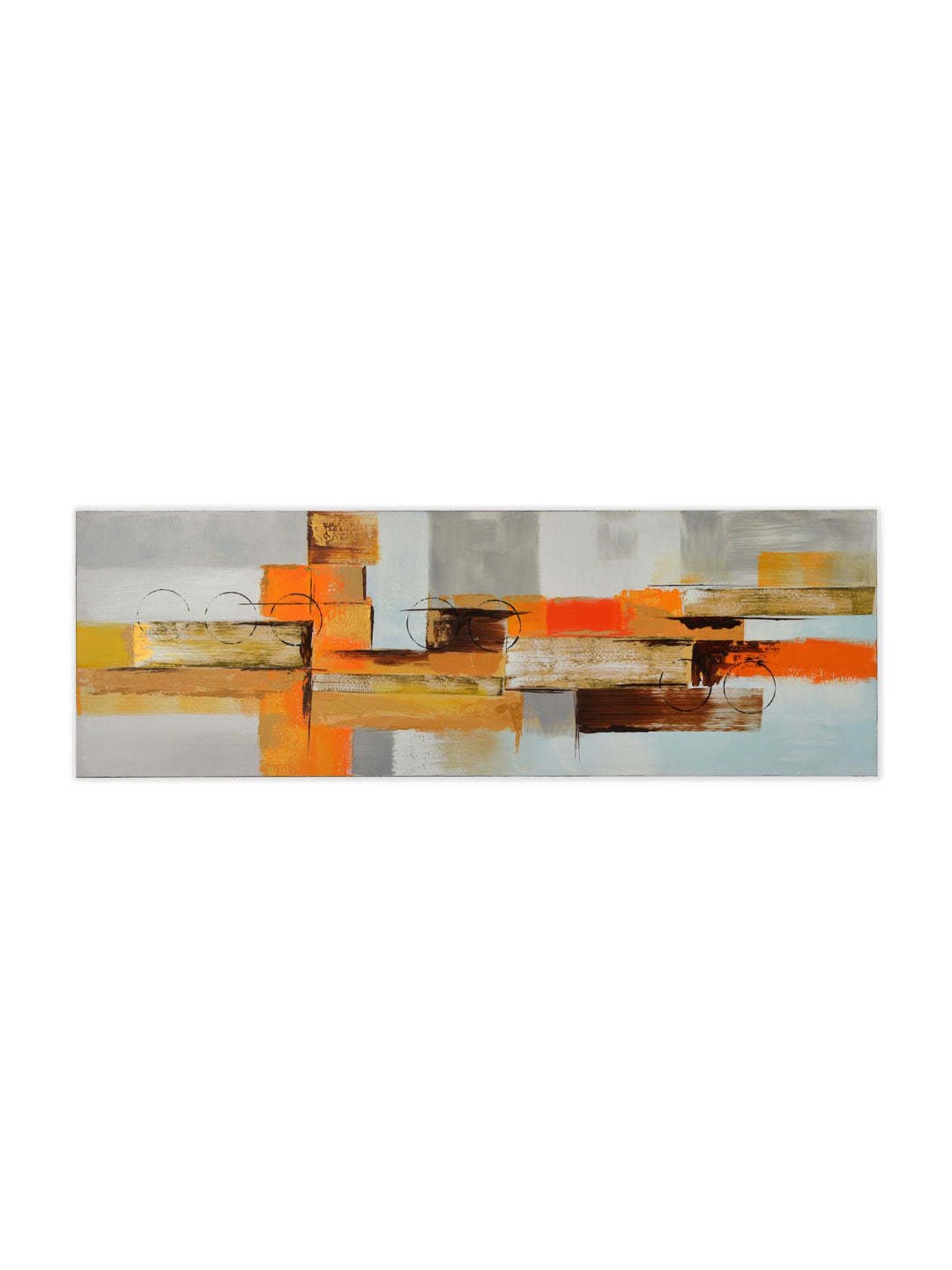 @home Mustard Cloth Embossed Abstract Geometric Painting
