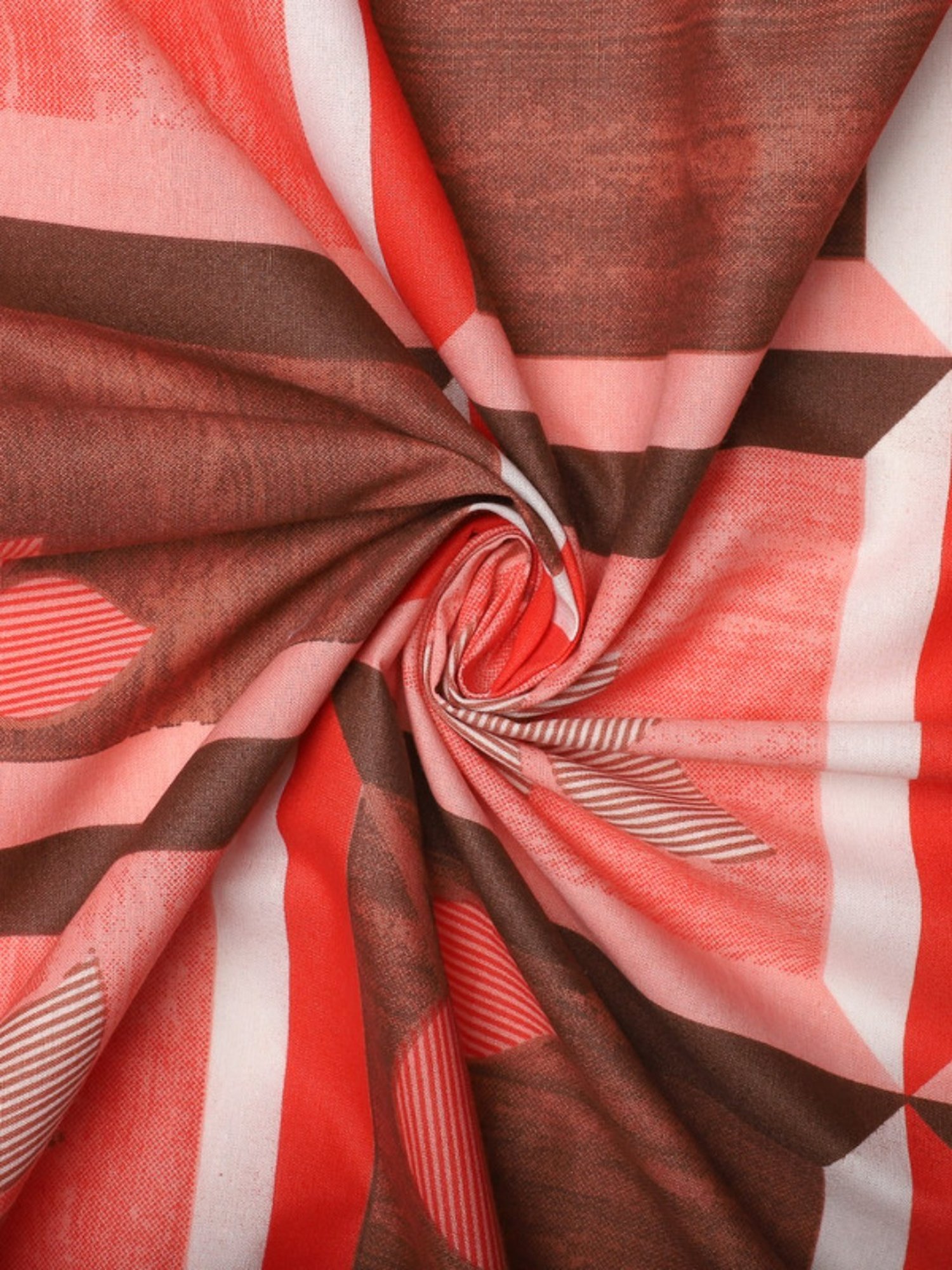 Dhrohar Printed Brown & Peach Cotton 180 TC Double Bedsheet with 2 Pillow covers