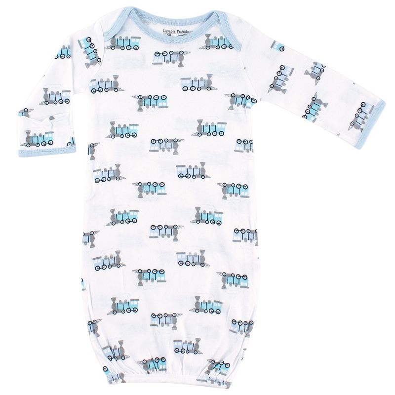 Luvable Friends Baby Boy Cotton Gowns, Train, 0-6 Months