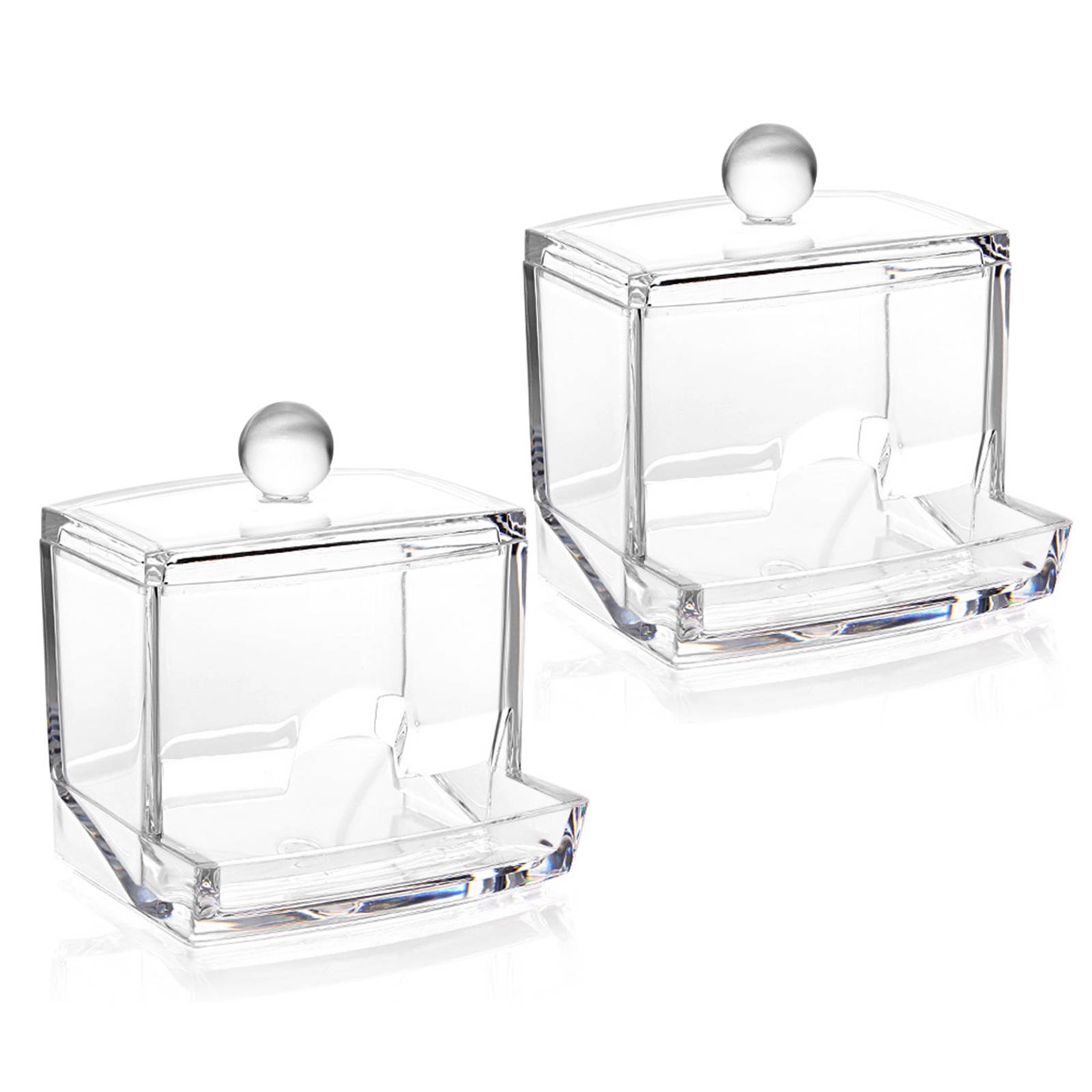 1/2X Cotton Swab Holder Cosmetic Makeup Acrylic Organizer Box Jar Clear Storage