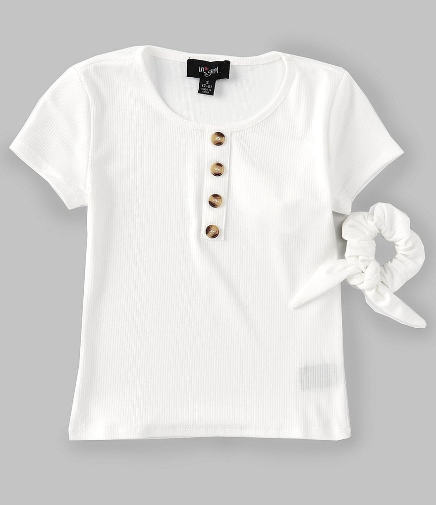 I.N. Girl Big Girls 7-16 Short-Sleeve Rib-Knit Tee