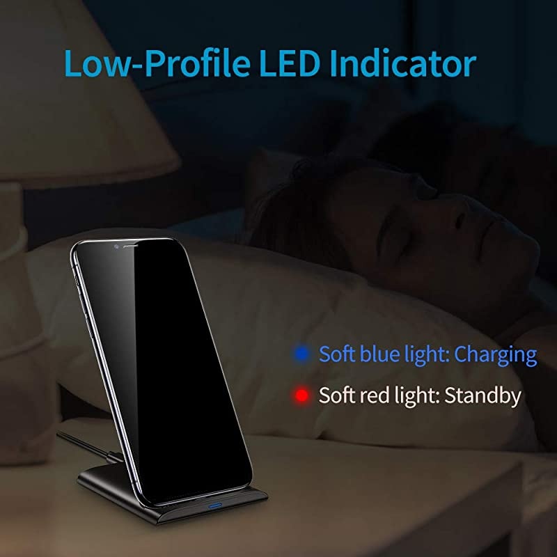 Fast Wireless Charger, Lift Wireless Charging Stand, Qi-Certified, 7.5W for iPhone 11/11 Pro/11 Pro Max/XR/XS, 10W for Galaxy S10/S10+/Note10, 5W for Google Pixel 4 & All Qi-Compatible Phones