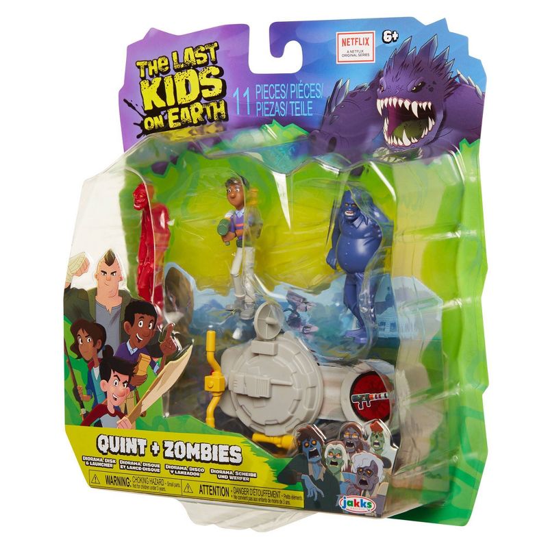The Last Kids on Earth Quint Action Figure 2.5" - Hero Pack Playset with 2 Zombies & Disk Launcher