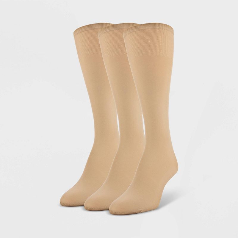 Women's Queen Size Peds 3pk Light Trouser Socks - Opaque Nude 8-12